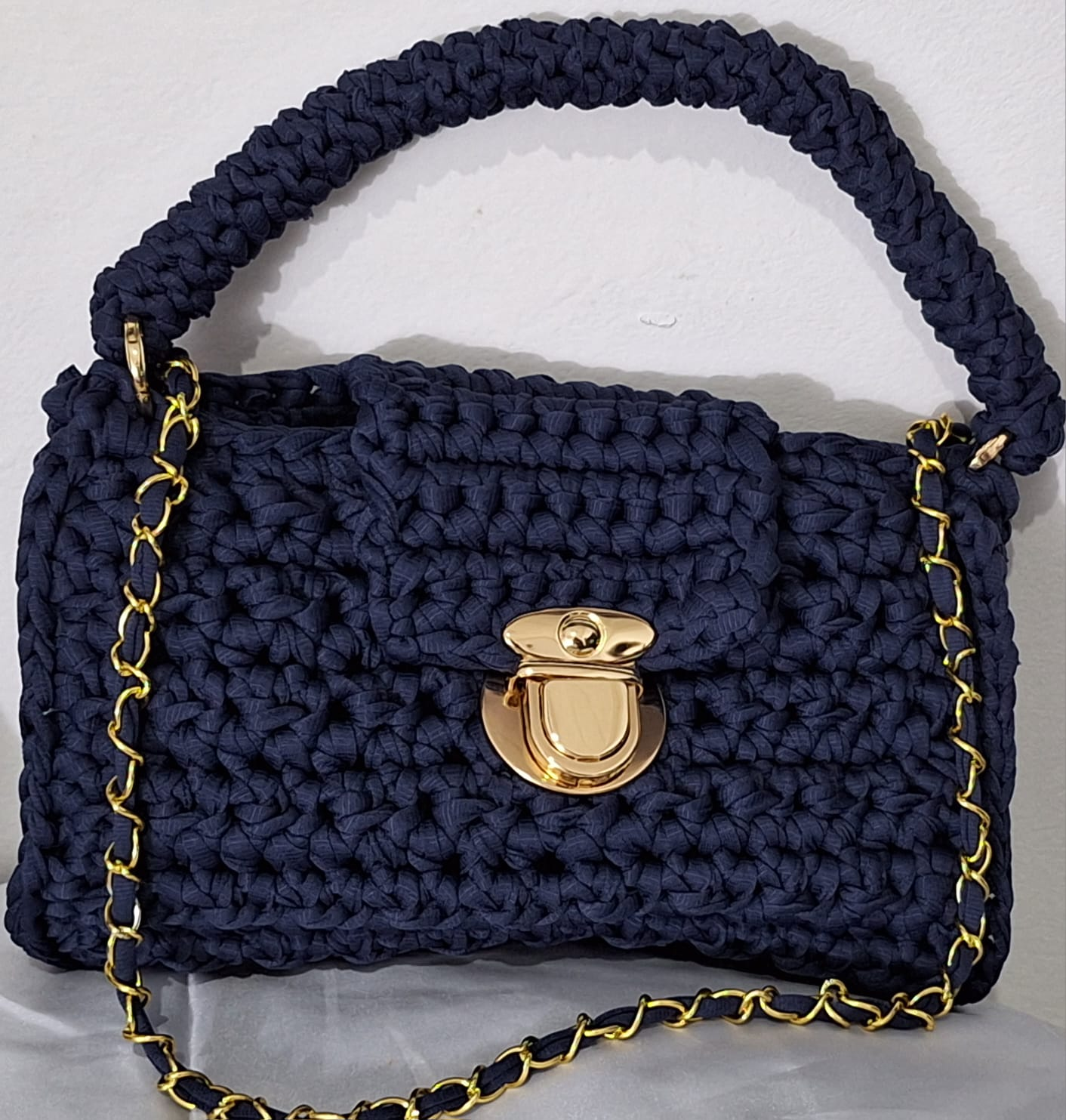 Bolsa Azul Dourada
